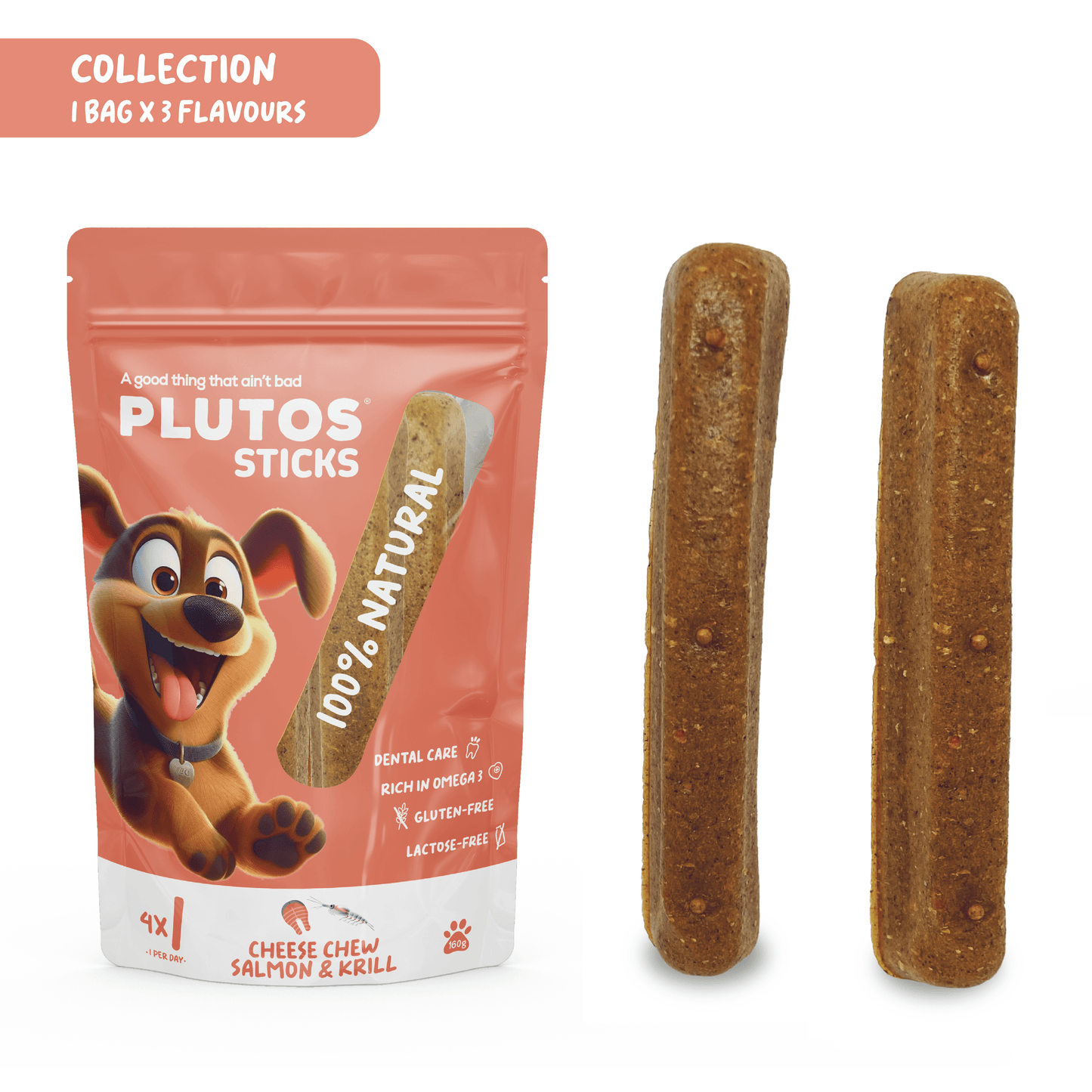 Plutos Cheese & Salmon chew — brand illustration